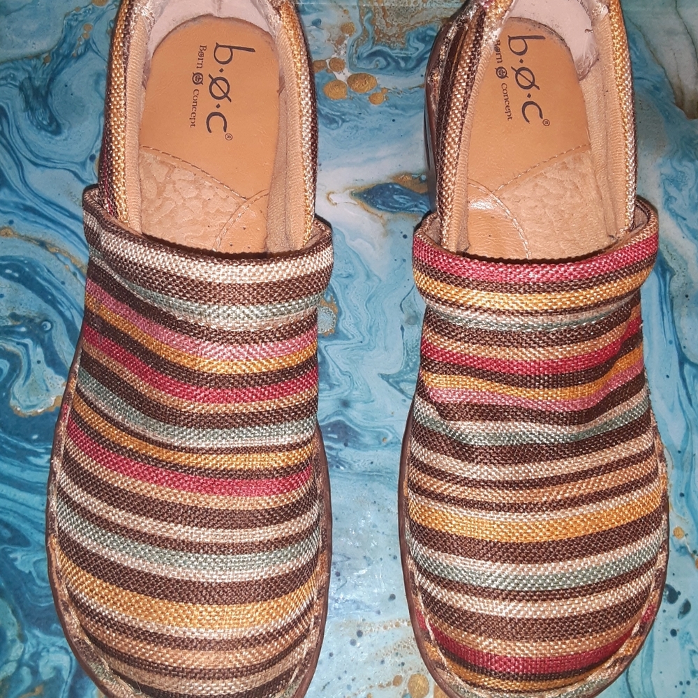 B.O.C Born Concept Striped Canvas Clogs Si…